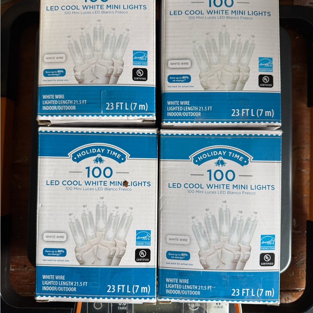 Indoor/Outdoor 100-Count LED Mini Christmas Lights, Cool White (set Of 4 Boxes)